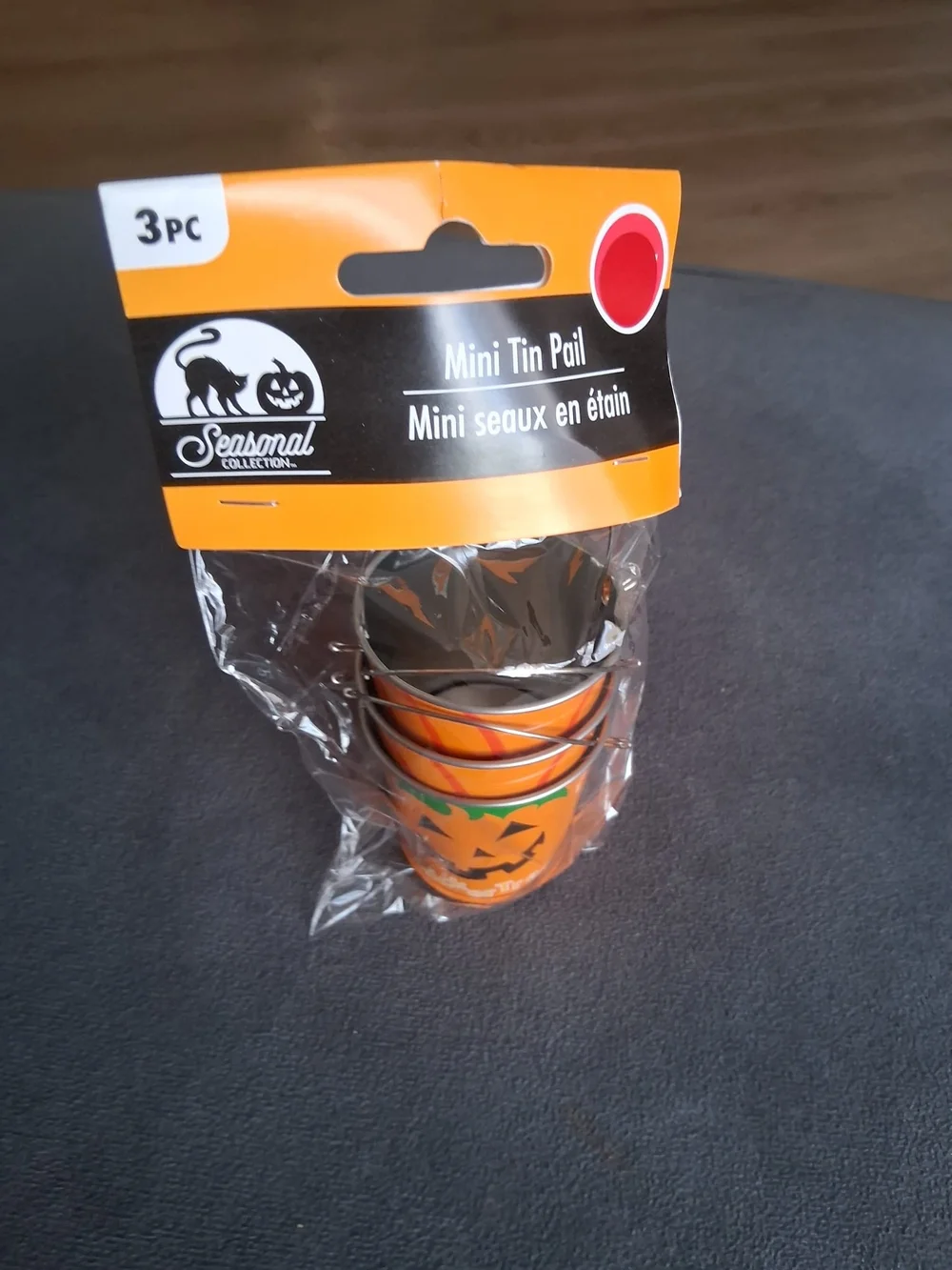 Orange Halloween Pumpkin Mini Tin Pails - 3 Pack